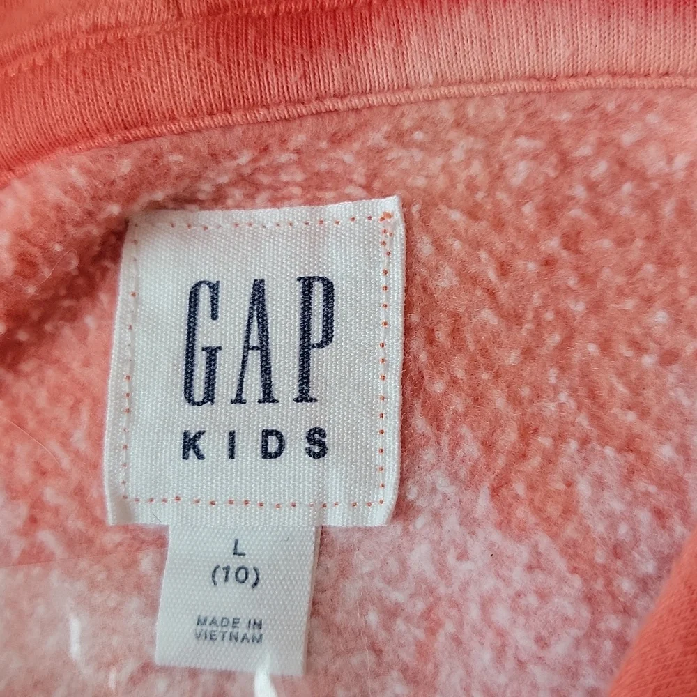 GAP Girls White Coral Hoodie Pullover Tie Dye Sweatshirt Long Sleeve Size 10